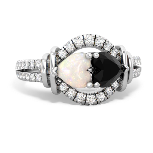 opal-onyx pave keepsake ring