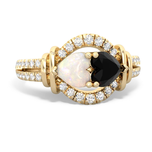 opal-onyx pave keepsake ring