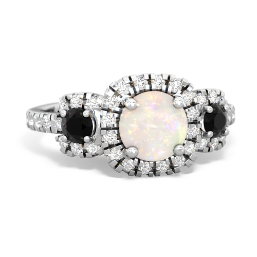Opal Genuine Opal with Genuine Black Onyx and  Regal Halo ring Ring