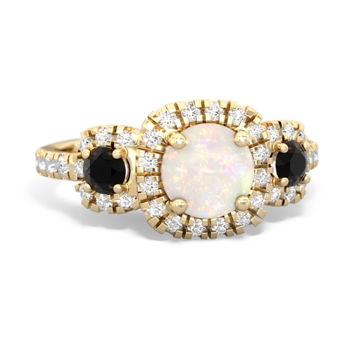 Opal Genuine Opal with Genuine Black Onyx and Genuine Opal Regal Halo ring Ring