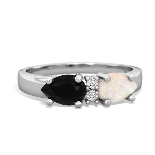 Opal Genuine Opal with Genuine Black Onyx Pear Bowtie ring Ring
