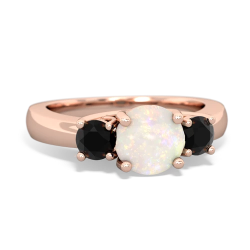 Opal Genuine Opal with Genuine Black Onyx and Genuine Opal Three Stone Trellis ring Ring