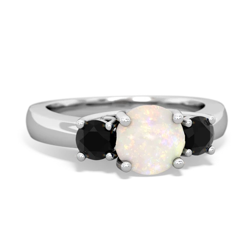 Opal Genuine Opal with Genuine Black Onyx and  Three Stone Trellis ring Ring