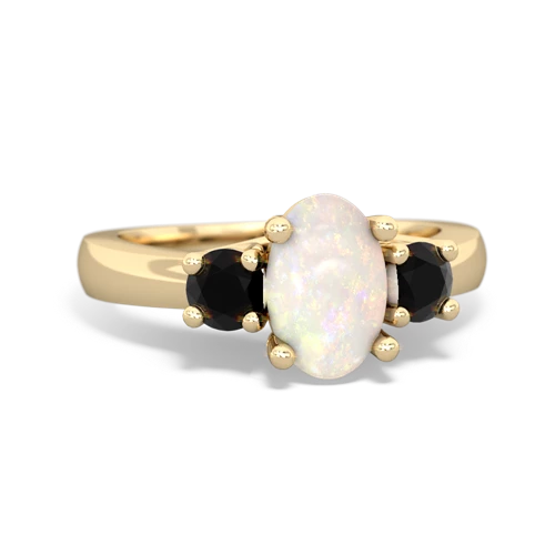 Opal Genuine Opal with Genuine Black Onyx Three Stone Trellis ring Ring