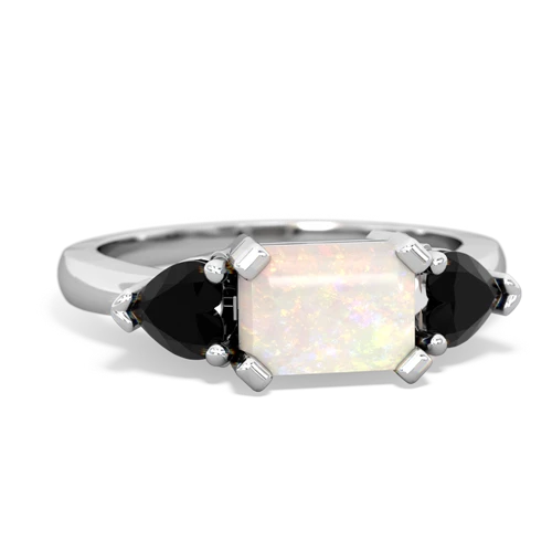 Opal Genuine Opal with Genuine Black Onyx and Genuine Opal Three Stone ring Ring