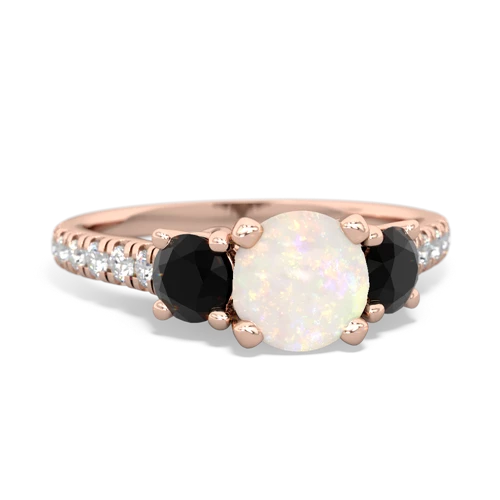 Opal Genuine Opal with Genuine Black Onyx and Genuine Pink Tourmaline Pave Trellis ring Ring