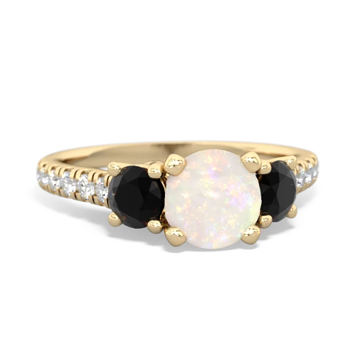 Opal Genuine Opal with Genuine Black Onyx and  Pave Trellis ring Ring