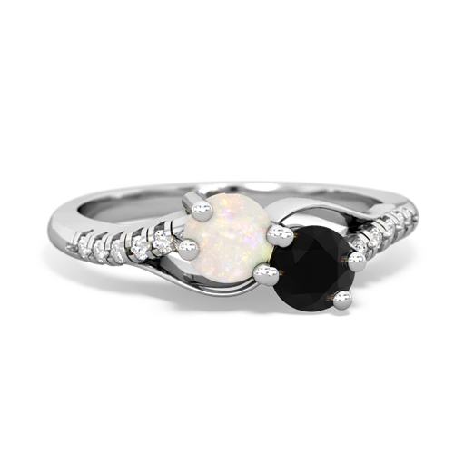 Opal Genuine Opal with Genuine Black Onyx Two Stone Infinity ring Ring