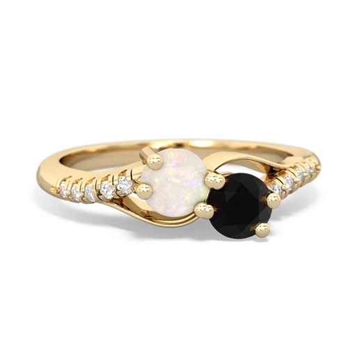 opal-onyx two stone infinity ring