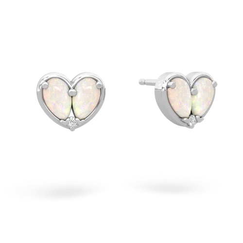 opal-opal one heart earrings