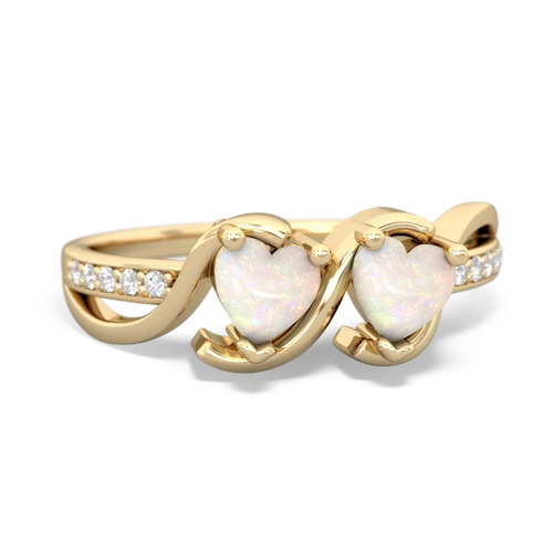 opal-opal double heart ring