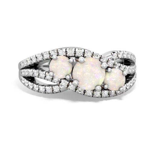 peridot-opal three stone pave ring