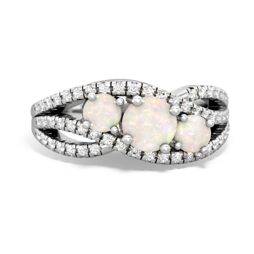 garnet-opal three stone pave ring