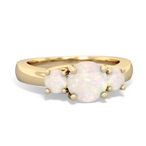 Opal Genuine Opal with Genuine Opal and Genuine Sapphire Three Stone Trellis ring Ring