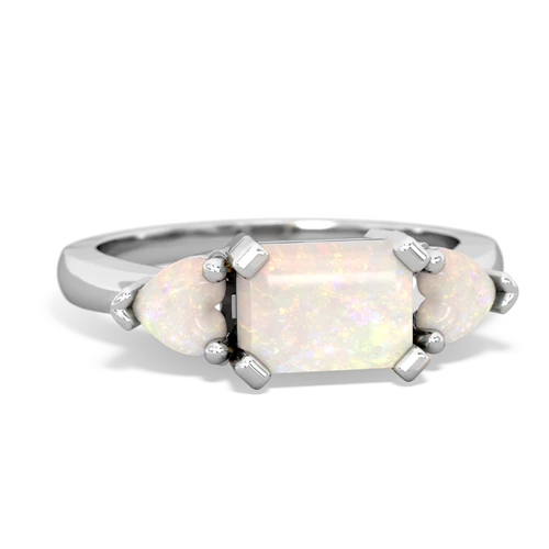 fire opal-white topaz timeless ring