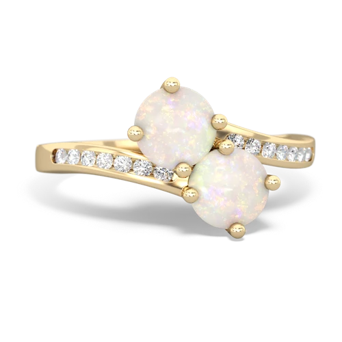 opal-opal two stone channel ring