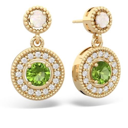 Opal Genuine Opal with Genuine Peridot Halo Dangle earrings Earrings