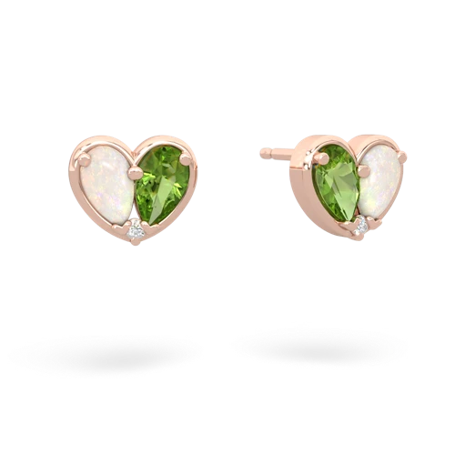 opal-peridot one heart earrings