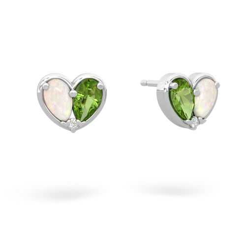opal-peridot one heart earrings