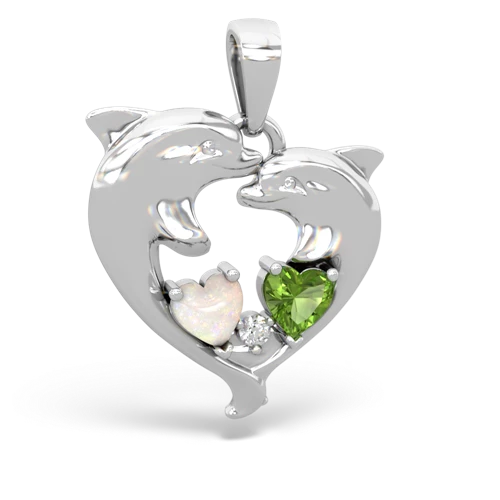 opal-peridot dolphins pendant