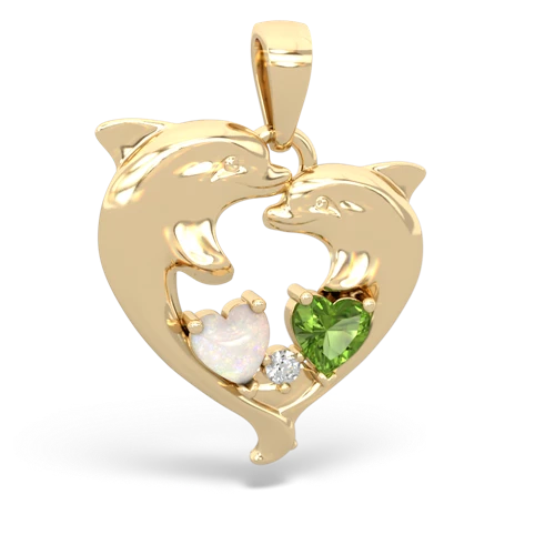 opal-peridot dolphins pendant