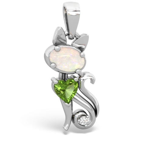 opal-peridot kitten pendant