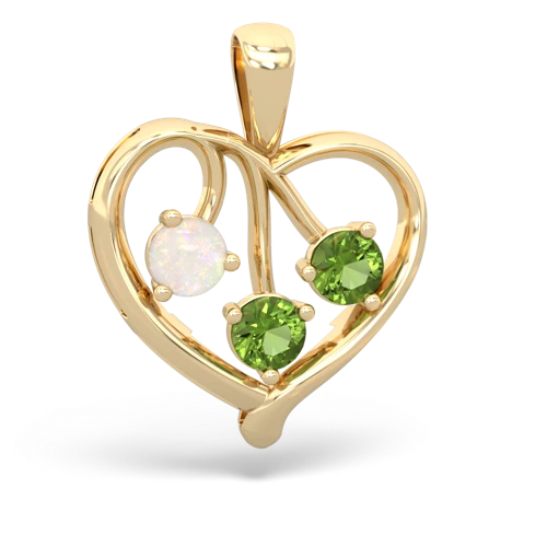 Opal Genuine Opal with Genuine Peridot and  Glowing Heart pendant Pendant