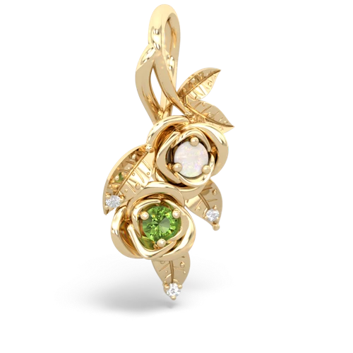 Opal Genuine Opal with Genuine Peridot Rose Vine pendant Pendant