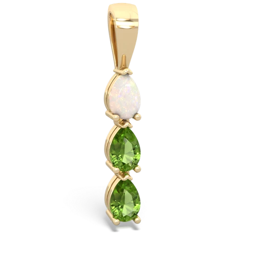 Genuine Opal with Genuine Peridot and Lab Created Pink Sapphire Three Stone pendant