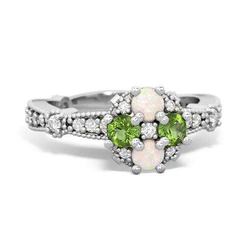 opal-peridot art deco engagement ring