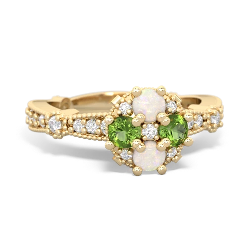 opal-peridot art deco engagement ring