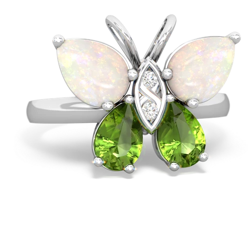 opal-peridot butterfly ring