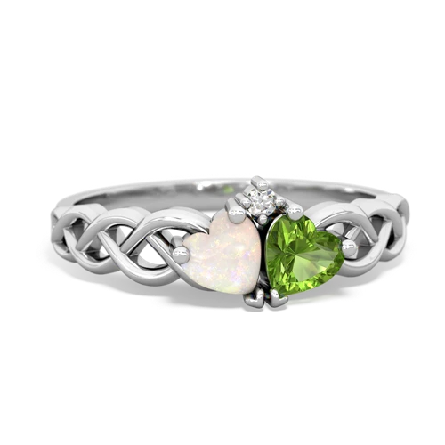 opal-peridot celtic braid ring