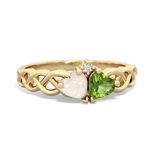 opal-peridot celtic braid ring