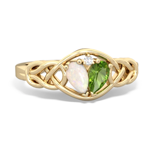 Opal Genuine Opal with Genuine Peridot Celtic Love Knot ring Ring