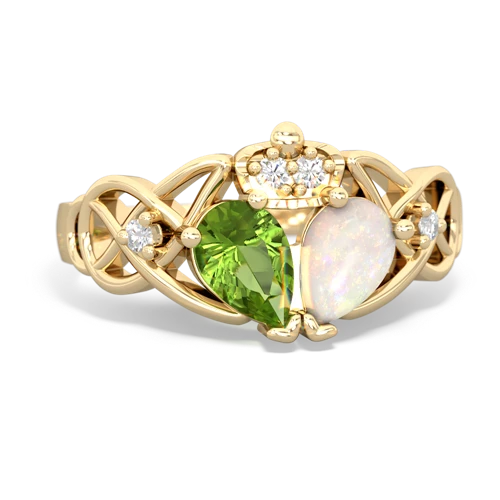 Opal Genuine Opal with Genuine Peridot Two Stone Claddagh ring Ring