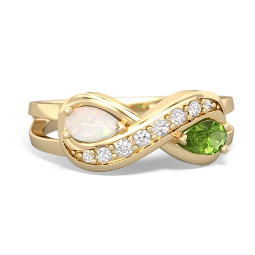 Opal Genuine Opal with Genuine Peridot Diamond Infinity ring Ring