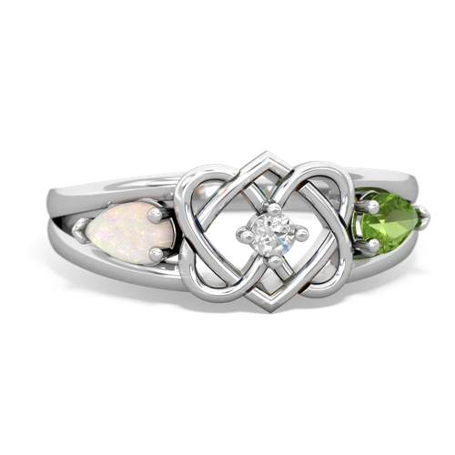 opal-peridot double heart ring