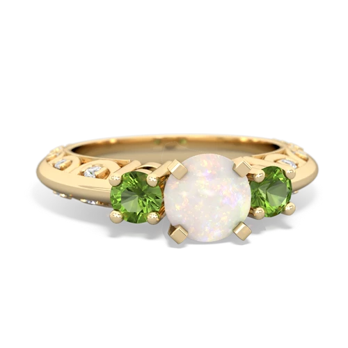 Opal Genuine Opal with Genuine Peridot Art Deco ring Ring