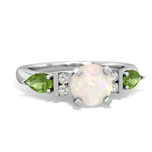 Opal Genuine Opal with Genuine Peridot and Genuine Pink Tourmaline Engagement ring Ring