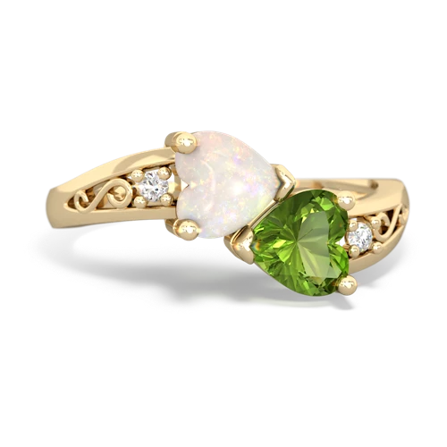 opal-peridot filligree ring