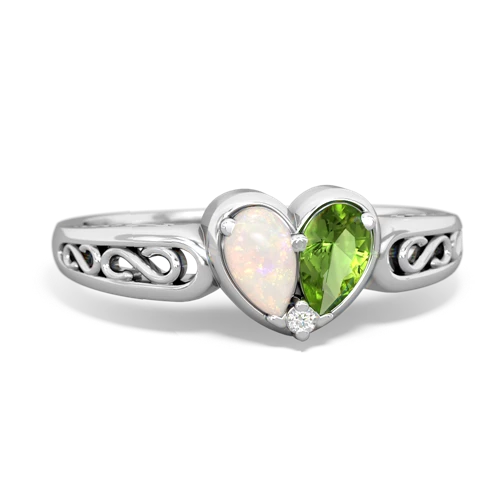 opal-peridot filligree ring