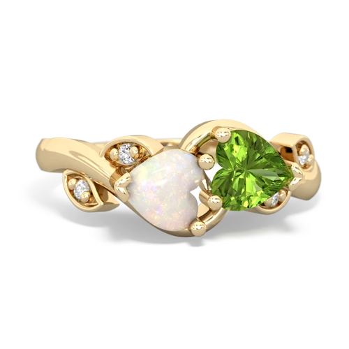 Opal Genuine Opal with Genuine Peridot Floral Elegance ring Ring