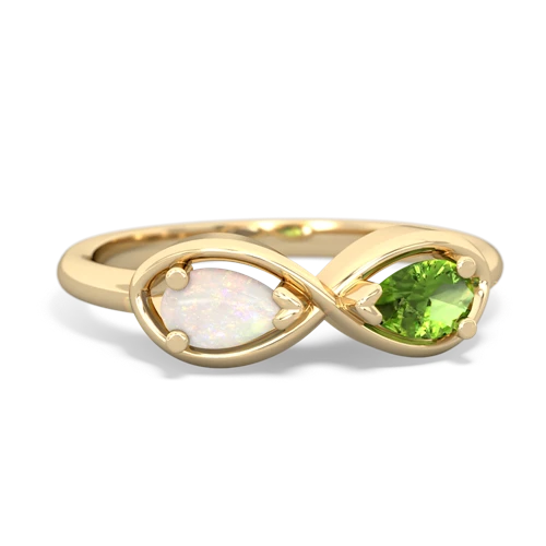 Opal Genuine Opal with Genuine Peridot Infinity ring Ring