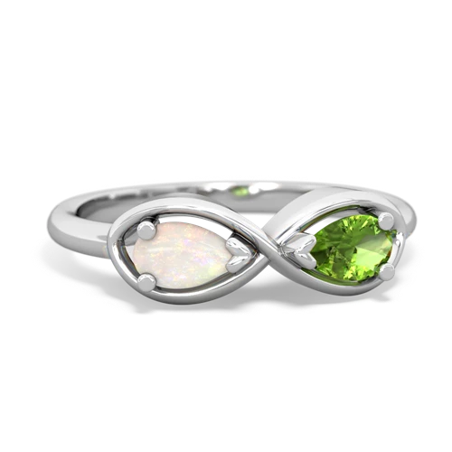 opal-peridot infinity ring