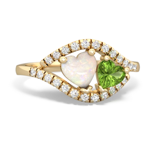 Opal Genuine Opal with Genuine Peridot Mother and Child ring Ring