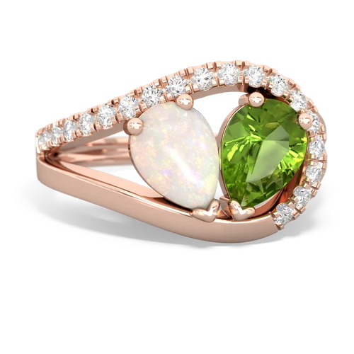 opal-peridot pave heart ring
