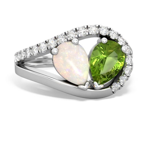 opal-peridot pave heart ring