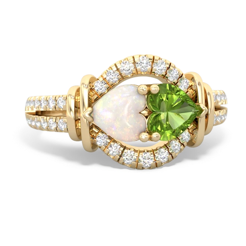 Opal Genuine Opal with Genuine Peridot Art-Deco Keepsake ring Ring