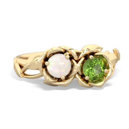 Opal Genuine Opal with Genuine Peridot Rose Garden ring Ring